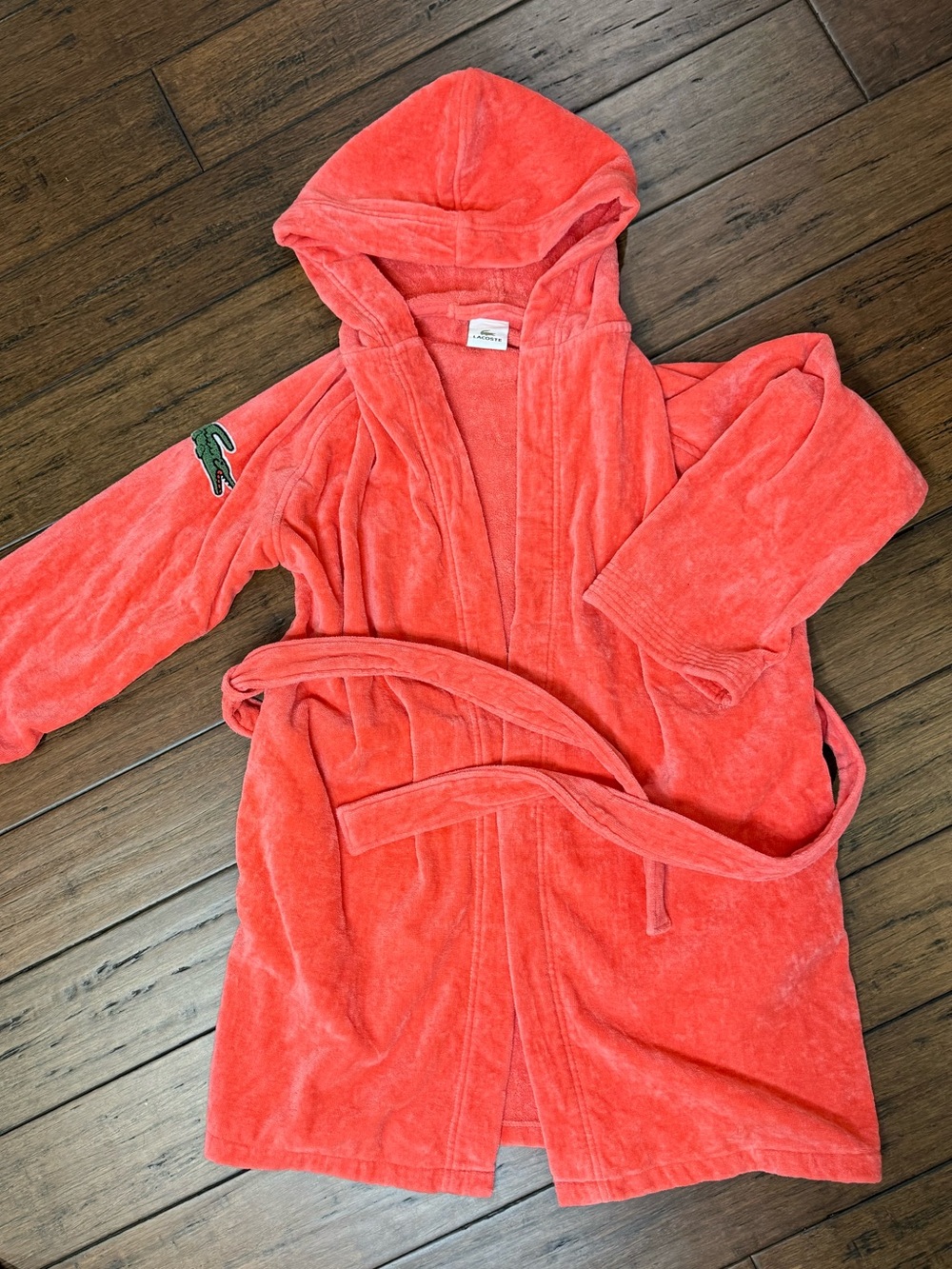Lacoste Coral Hooded terry Bathrobe with Belt size M/L